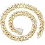 Kuuba l&uuml;likett meestele Miami Iced Out Kuuba kaelakee Kuldne teemantkett Bling kaelakeed 12 mm hip-hop kett Hip-hop ehted meestele naistele 45cm(18inch) kuld