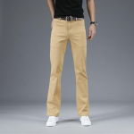 Meeste teksad Uued Meeste Micro Flare Teksad Korea stiilis Elastsed Vabaaja P&uuml;ksid Valged Teksad 28 khaki