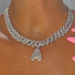 Stonefans 26 Kuuba kirjaga kaelakee meestele Naistele Choker Baguette Hip Hop Ripats Kaelakee Roostevaba Disaineri Ehted Peokingitused Letter A Necklace kuld