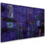 Kolmeosalise pildiga l&otilde;uenditr&uuml;kk Violetne abstraktne k&auml;sitsi maalitud 60x40 lilla