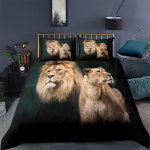 3D Fierce Beast voodipesukomplekt tiigri v&otilde;i l&otilde;vi mustriga tekikattega padjap&uuml;&uuml;r, 2/3 t&uuml;kki, pehme ja mugav kodukaunistus AU Double 180x210cm