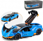 1:24 skaala sulamist survevaluauto mudel Lambo Huracan STO 2021 jaoks, tagasit&otilde;mmatavad s&otilde;idukid, mudelautod, valguse ja heliga m&auml;nguasi lastele t&auml;iskasvanutele 1/24-21x8.5x5.5cm oranž/sinine