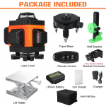 4D 16 joont rohelised lasertasemed kaugjuhtimispult 360 horisontaalset ja vertikaalset ristjoont koos automaatse isetasanduva &uuml;liv&otilde;imsa laserkiirega oranž