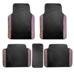 Pink/White Bling Rhinestones Car Floor Mat Universal Black Anti Slip Dustproof Protector Easy to Clean Auto Front Rear Floor pink phinestones black