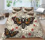 Pere voodipesu &Uuml;he kaheinimesevoodi t&auml;issuuruses voodipesu Moth Skull Head muster Padjap&uuml;&uuml;r ja tekikate Must print Mugav pestav kodukaunistus UK Single 135x200cm