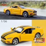 1:36 skaalaga Ford Mustangi survevalusulamist automudeli m&auml;nguasi, tagasit&otilde;mmatav s&otilde;idukite m&auml;nguauto v&auml;ikelastele, lastele, poistele, t&uuml;drukutele, kollane kingitus 1/36-12.5x4.7x3.5cm kollane