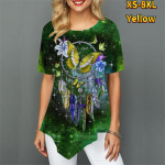 Naiste suures suuruses naiste T-s&auml;rgid Butterfly Dream Catcher 3D Prindiga lahtised vabaaja topid Naiste ebaregulaarsed suveriided t&uuml;drukutele S