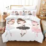 3D balleti t&uuml;druku voodipesukomplekt Cartoon Girl tantsutekk ja padjap&uuml;&uuml;r 2/3 tk AU140 * 210 &uuml;he-/kahe voodiga p&uuml;hadekingitus t&uuml;drukutele Pehme kodutekstiil EU Single 135x200cm