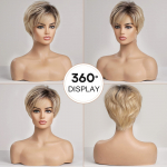 HAIRCUBE Pitsilised eesmised parukad Pixie Cut parukas Inimese juustest parukad tukkidega Blondid naturaalsed l&uuml;hikesed parukad Kihilised lainelised naised