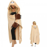 Laisetekk, varrukatega kaisutekk, naised, kaasaskantav tekk, diivanitekk, laisk, armas loomamuster, flanell, kingitused naistele beež