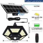 P&auml;ikeseenergia rippvalgusti, siseruumides 180LED, p&auml;ikesevalguse ruumi liikumisandur, p&auml;ikese seinavalgusti, v&auml;lir&otilde;du, 5 valgustusrežiimi, t&auml;navavalgusti Solar pendant lamp