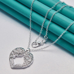 925 Sterling h&otilde;bedane armastuse s&uuml;dame ripats kaelakee naistele pulmapeo v&otilde;lu ehted 45cm