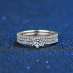 2 tk Teemants&otilde;rmuste Komplekt T&auml;is 0,5 ct VVS1 Moissaniit 14k Valge Kuld 925 Sterling H&otilde;be Pruudi Kihlas&otilde;rmus Pulmas&otilde;rmuste Komplektid