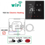 Nutikas termostaat elektrilise p&otilde;randak&uuml;tte jaoks 16A LCD puutetundlik temperatuurikontroller Alexa / Google Home'i h&auml;&auml;ljuhtimine for electric heating must