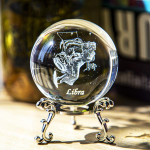 3D sisemine nikerdatud kristallkuul sf&auml;&auml;rilise paigutusega klaaspaberi kaaluga loominguline kingitus s&uuml;nnip&auml;evaks Libra