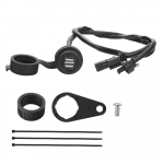 Mootorratta USB-laadimispesa Modifitseeritud USB-laadijate adapter kahe 5V2A-pordiga veekindla kattega must