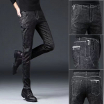 Meeste teksad Meeste s&uuml;gis ja talv 2024Uued Slim Fit Skinny Stretch meeste p&uuml;ksid Korea stiilis T&auml;iesti sobivad trendikad mustad p&uuml;ksid 28 must