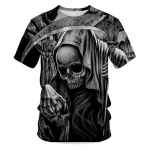 Klassikaline gooti stiilis Skull Horror Death 3D Prindiga Meeste T-s&auml;rk Suvine vabaaja O-kaelusega l&uuml;hikeste varrukatega Topid Harajuku Hip-Hop t&auml;navar&otilde;ivaste T-s&auml;rgid L