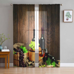 Veiniklaas Veinivaat Viinamarjad L&auml;bipaistvad aknakardinad Elutoa K&ouml;&ouml;k Laste Magamistoa Voile Rippkardin 135W x 114H(cm)