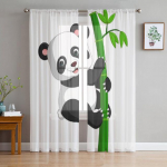 Loom armas panda bambusest multifilm aknakardinad elutoa t&uuml;llkardinad k&ouml;&ouml;gi sisustus lastetoa kardina akende hooldus 135W x 114H(cm)