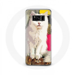 Siniste ja kollaste silmadega &uuml;mbris Samsung Galaxy S8 Plus T&uuml;rgi van Cat White'ile