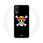 &Uuml;mbris Samsung Galaxy A02 One Piece Manga Skull musta taustaga