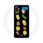 &Uuml;mbris Samsung Galaxy A02 Simpsonite kleebistele mustal taustal