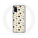 Coque pour Oppo A16 Fond de texture abstraite coeurs noir jaune et gris