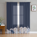 Sinine valge lill Bloom Kevadised t&uuml;llkardinad elutuppa K&ouml;&ouml;k Magamistoa L&auml;bipaistev t&uuml;ll kohvikuhotellile Kaasaegne kodukujundus 135W x 114H(cm)