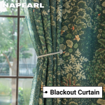 1 TK NAPEARL 70-80% roheline pimendav kardin Forest Series Taimelehtede tr&uuml;kimustriga aknakardin elutoa kodukaunistuseks W100cm x L130cm roheline