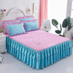 Moodne sametvoodi seelik Paksendatud pitsiga voodi puuvillane klamber Pure Color voodikate seelikuga Kodu voodipesukomplekt Luksuslikud armsad voodilinad 3Pcs 180x220cm gray