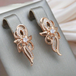 1 paar vintage kuldset v&auml;rvi kristallist lilledega k&otilde;rvar&otilde;ngad naistele tsirkoon Moodne pruudi pulmaehte aksessuaarid kuldne