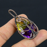Natural Bi Color Tourmaline Gemstone Copper Wire Wrap Jewely Pendant 2.2 y4h18