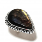 Natural Labradorite Gemstone Handmade 925 Sterling Silver Ring Size 8.5 w1c77