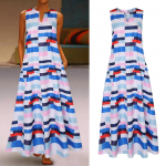 Naiste moodne vabaaja retroprinteriga kleit V-kaelusega varrukateta taskukleit XXXXXL