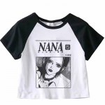 Jaapani Anime Suvine L&uuml;hike Top T-s&auml;rk Vabaaja Harajuku T-s&auml;rk Top Naiste S&uuml;damemustriga Anime T-s&auml;rk Must L&uuml;hikeste Varrukatega M