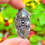 Natural Labradorite Gemstone Handmade 925 Sterling Silver Ring Size 8 d8o33