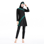 Naiste suure elastsusega ujumistrikoo moslemite rannaujumisriided Burkini t&auml;iskattega islami rannariided 5XL roheline/must