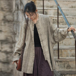 Naiste vintage ramie s&auml;rk jakid, pikkade varrukatega kvaliteetsed mantlid, s&uuml;gisn&ouml;&ouml;biga lahtised naiste jakid One Size hall