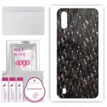 apgo Protective Skin Sticker for the back compatible with Samsung Galaxy A01, Wrap Film, Foil, Vinyl - Pattern Carbon Black Pixel