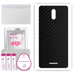 apgo Protective Skin Sticker for the back compatible with Wiko Sunny 5, Wrap Film, Foil, Vinyl - Pattern Carbon Black
