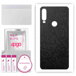 apgo Protective Skin Sticker for the back compatible with Alcatel 1S (2020), Wrap Film, Foil, Vinyl - Pattern Black Honeycomb