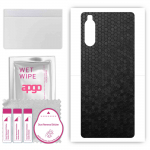 apgo Protective Skin Sticker for the back compatible with Sony Xperia 10 III, Wrap Film, Foil, Vinyl - Pattern Black Honeycomb