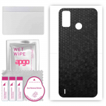 apgo Protective Skin Sticker for the back compatible with Tecno Spark 6 Go, Wrap Film, Foil, Vinyl - Pattern Black Honeycomb