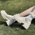 WTEMPO Kingad kontsad Mary Janes Pumps Platvorm Lolita Kingad kontsadel Naiste kingad Jaapani stiilis vintage t&uuml;drukute k&otilde;rge kontsaga kingad naistele 35 valge