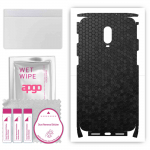 apgo Protective Skin Sticker for the back+sides compatible with OnePlus 6T, Full Wrap Film, Foil, Vinyl - Pattern Black Honeycomb