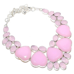 Natural Pink Chalcedony Gemstone 925 Sterling Silver Jewelry Necklace 18 i2s98