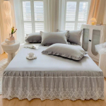 Pitsiline voodi seelik Luksuslik printsessi t&uuml;druku voodikate Queen King Size vedruga voodilinad Voodimadratsi kate Retro voodipesu seelikuga Queen 150x200cm 1pc
