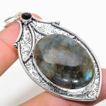 Natural Labradorite, Spinel Gemstone 925 Sterling Silver Pendant 2.96 j8n14