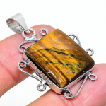 Natural Tiger Eye Gemstone Handmade 925 Sterling Silver Pendant 1.62 j1g46